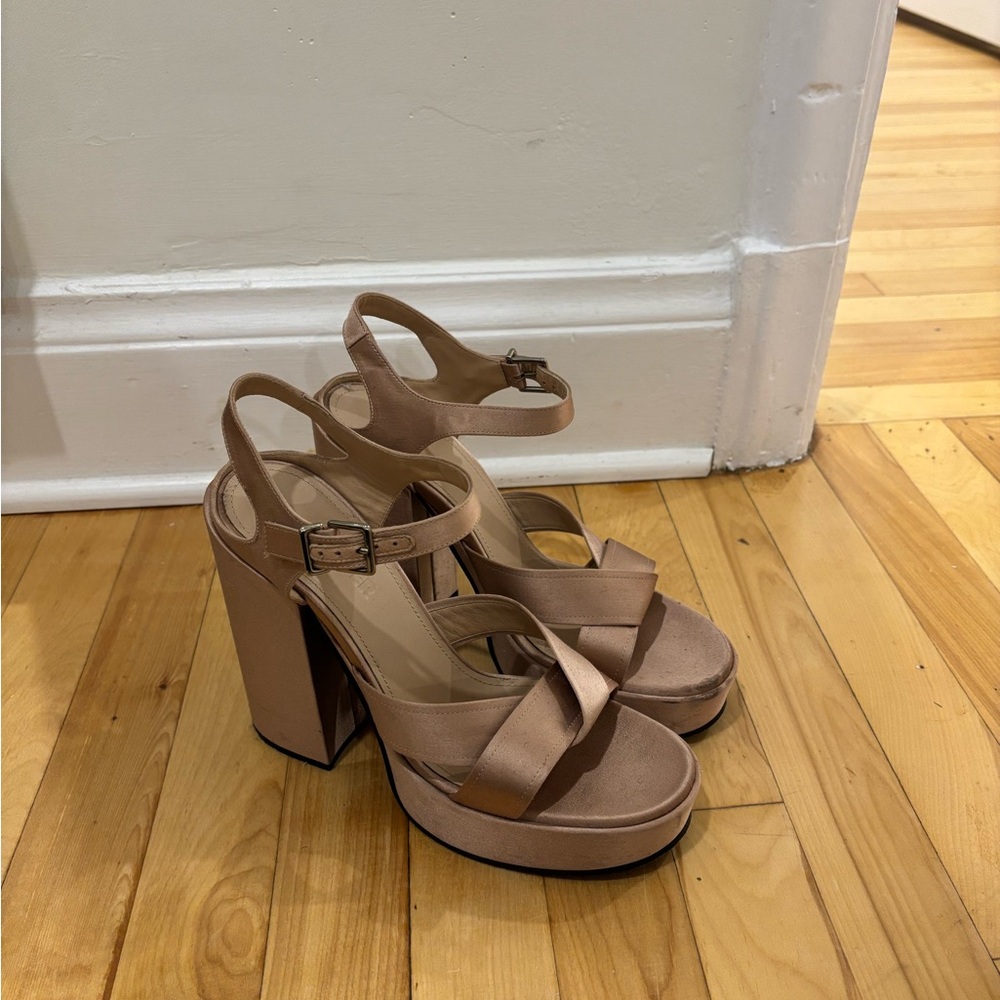 Jil Sander Pink Satin Platform Sandals